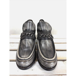 New NO Box Casta Palmer Pewter Gray Burnished Heeled Loafers #1062 EU 41